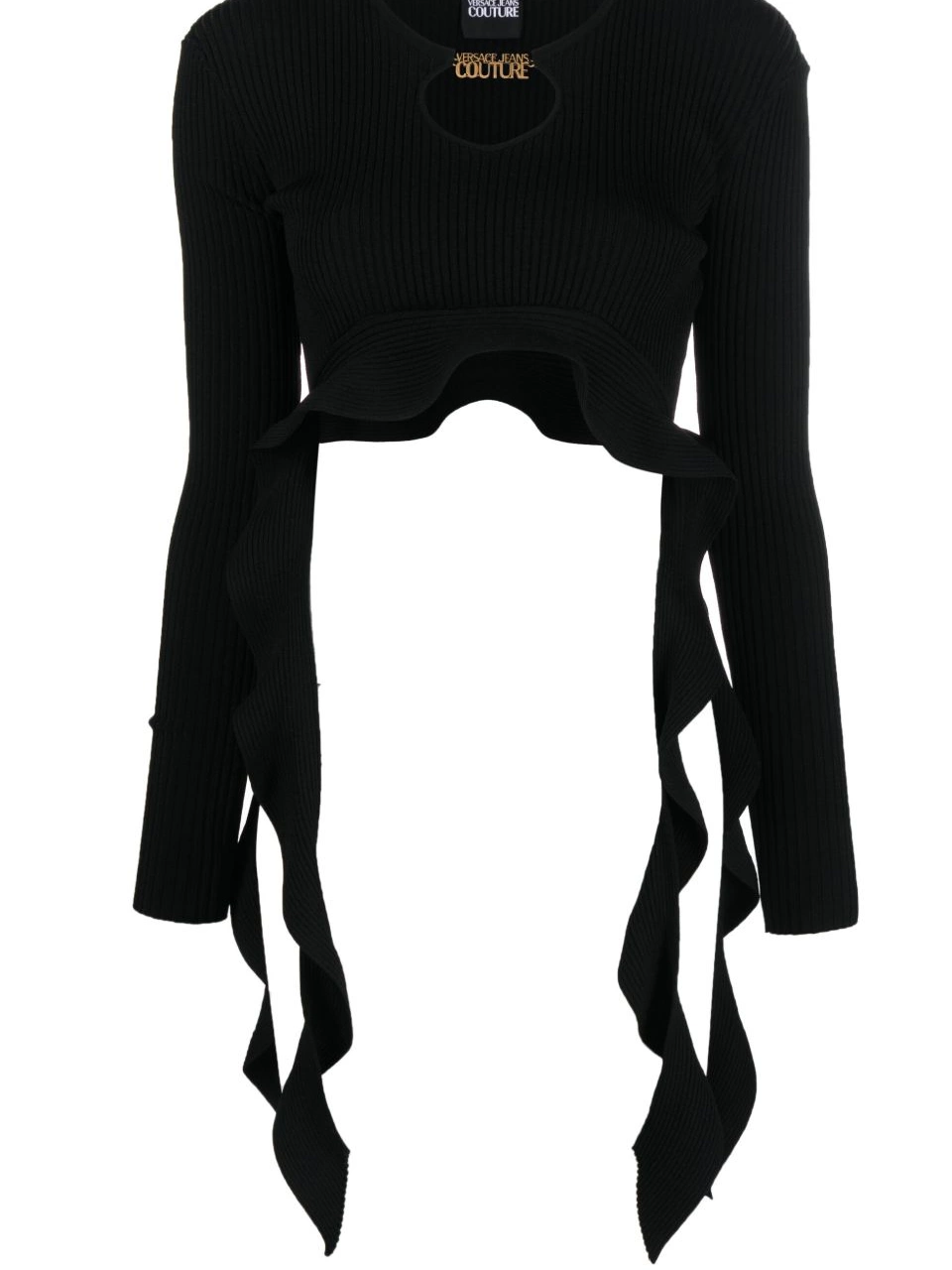 Cheap Versace cropped Women ruffled ribbed-knit Couture top Jeans 0815
